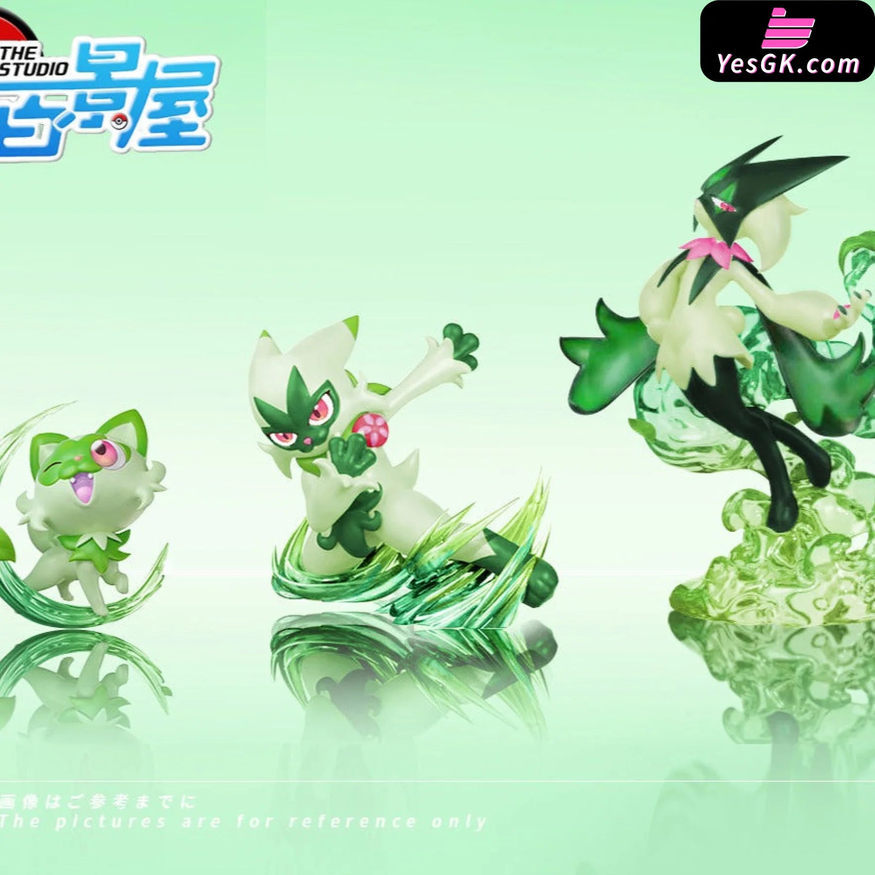 Pokémon Sprigatito Evolution Group Statue - Baijingwu Studio [Pre-Order]