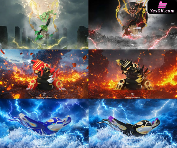 Pokémon Super-ancient Pokémon Mega Rayquaza & Primal Reversion Groudon & Primal Reversion Kyogre GK Statue - Wonder