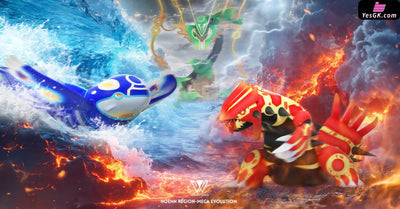 Pokémon Super-ancient Pokémon Mega Rayquaza & Primal Reversion Groudon & Primal Reversion Kyogre GK Statue - Wonder