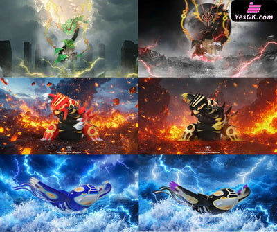 Pokémon Super-ancient Pokémon Mega Rayquaza & Primal Reversion Groudon & Primal Reversion Kyogre GK Statue - Wonder