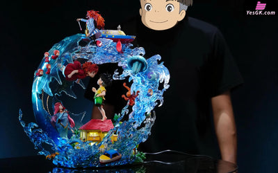 Ponyo on the Cliff by the Sea Hayao Miyazaki Series CP002 Ponyo & Sosuke Resin Statue - OPM Studio [In-Stock] Miyazaki