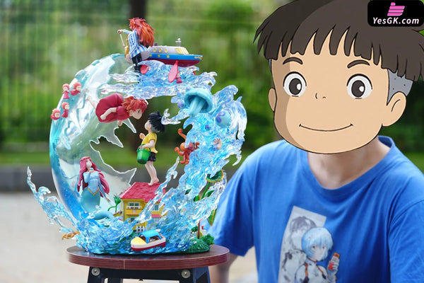 Ponyo on the Cliff by the Sea Hayao Miyazaki Series CP002 Ponyo & Sosuke Resin Statue - OPM Studio [In-Stock] Miyazaki