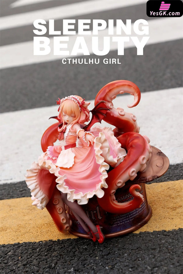 Sleeping Beauty Cthulhu Girl: Abyss Bloom & Phantom Blue & Crimson Tide Statue - WeArtDoing Studio