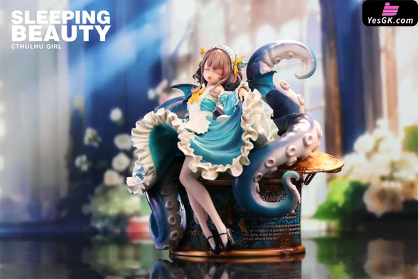 Sleeping Beauty Cthulhu Girl: Abyss Bloom & Phantom Blue & Crimson Tide Statue - WeArtDoing Studio