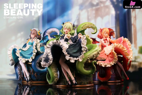 Sleeping Beauty Cthulhu Girl: Abyss Bloom & Phantom Blue & Crimson Tide Statue - WeArtDoing Studio