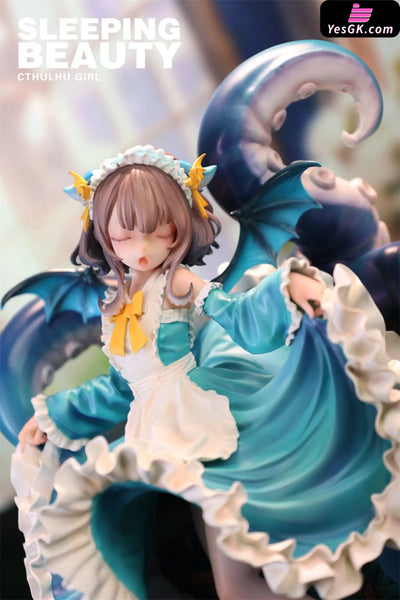 Sleeping Beauty Cthulhu Girl: Abyss Bloom & Phantom Blue & Crimson Tide Statue - WeArtDoing Studio