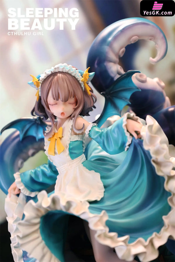 Sleeping Beauty Cthulhu Girl: Abyss Bloom & Phantom Blue & Crimson Tide Statue - WeArtDoing Studio