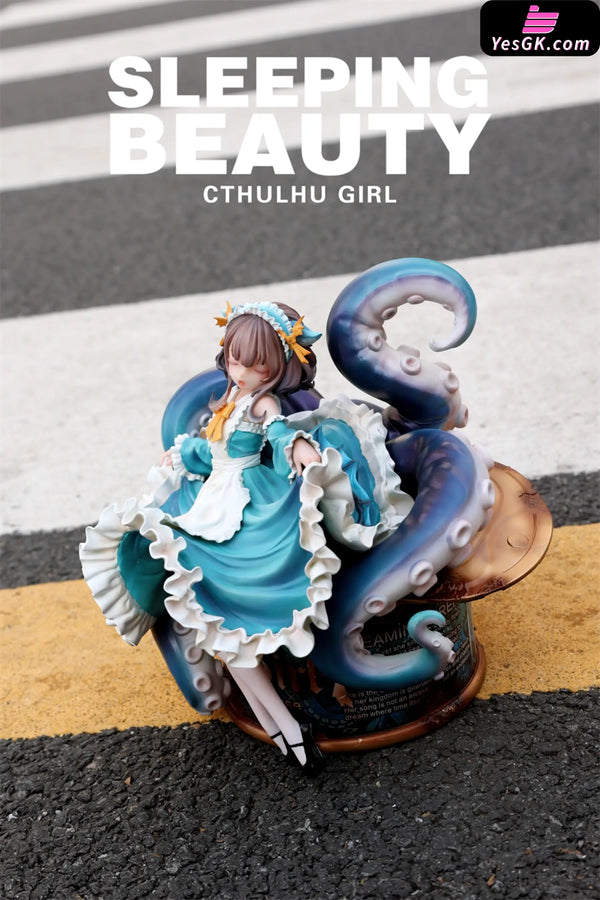Sleeping Beauty Cthulhu Girl: Abyss Bloom & Phantom Blue & Crimson Tide Statue - WeArtDoing Studio
